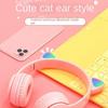 P47M Cat Ear Gaming Headset Wireless Headphones Stereo Bass Bluetooth-Compatible Helmets Cute Over-Ear Headsets