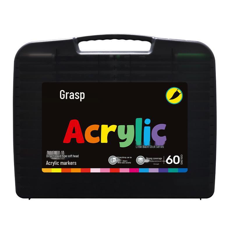 60-Color Soft Tip Liquid Ink Acrylic Marker Set for Primary School Art