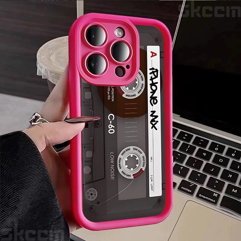 Lucky Tape Print Silicone Soft Phone Case For iPhone 16 Pro Max 15 14 13 12 11 X XS XR 7 8 16 Plus Matte Shockproof Back Cover