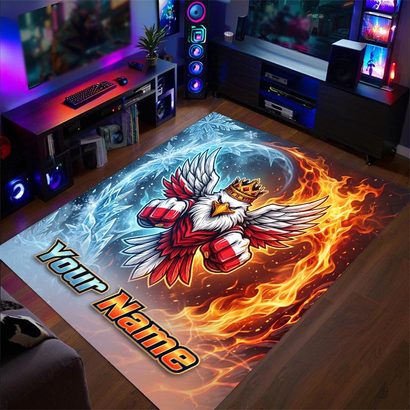 Crystal Velvet Rug Poland Football Print Custom Name Text Floor Mat Home Decor