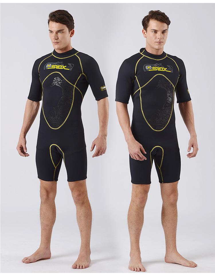 SLINX Men's 3mm Short Sleeve Wetsuit with Back Zipper, High-Quality Fabric for Warm Scuba Diving