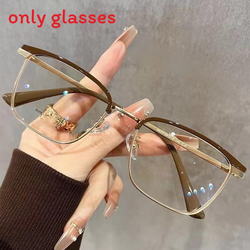 

Fall Square Vintage Glasses With Blue Light Blocking For Adult Business And Casual Wear Coffee