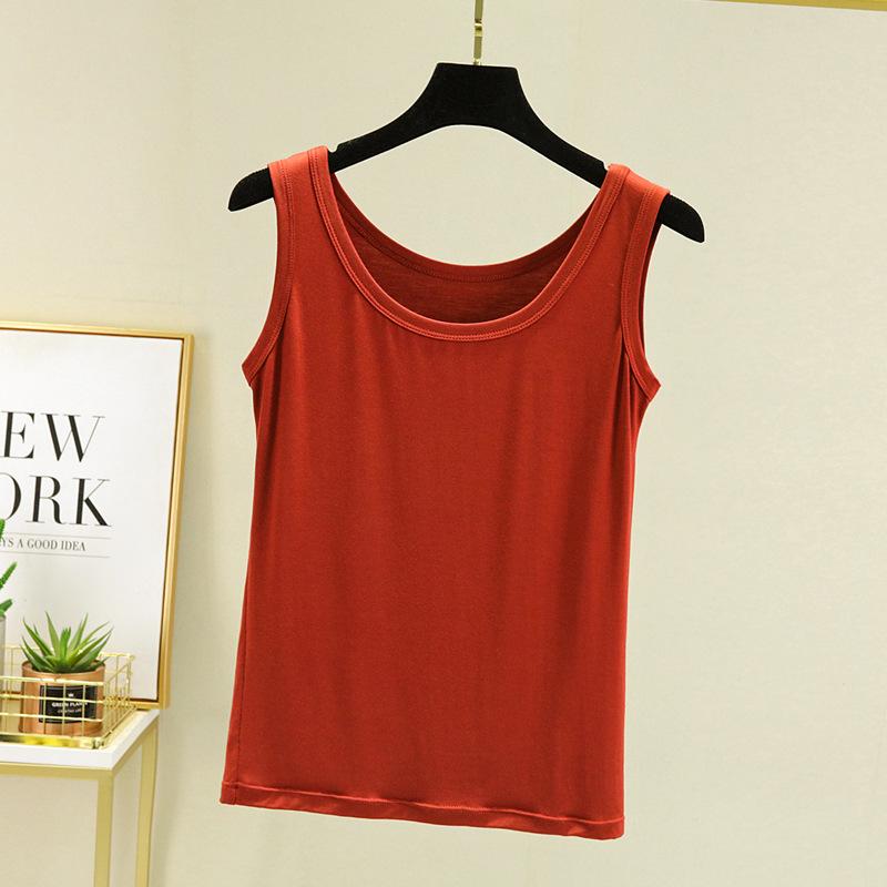 

Women s White U-Neck Modal Camisole - Slimming Base Layer with Wide Straps for Summer M
