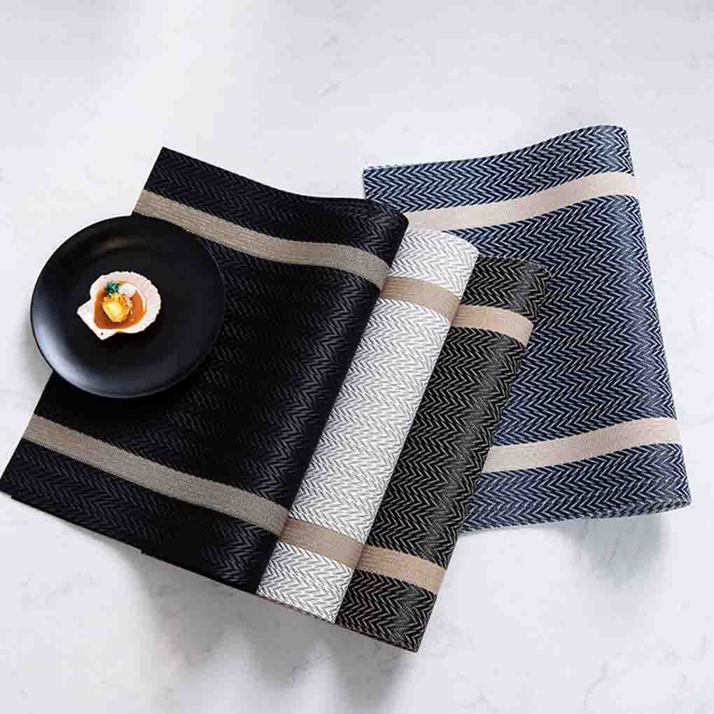 Modern Style Striped PVC Table Mat Placemats Stain Resistant Bowl Cup Dish Coaster Insulation Anti-Skid Waterproof Mats