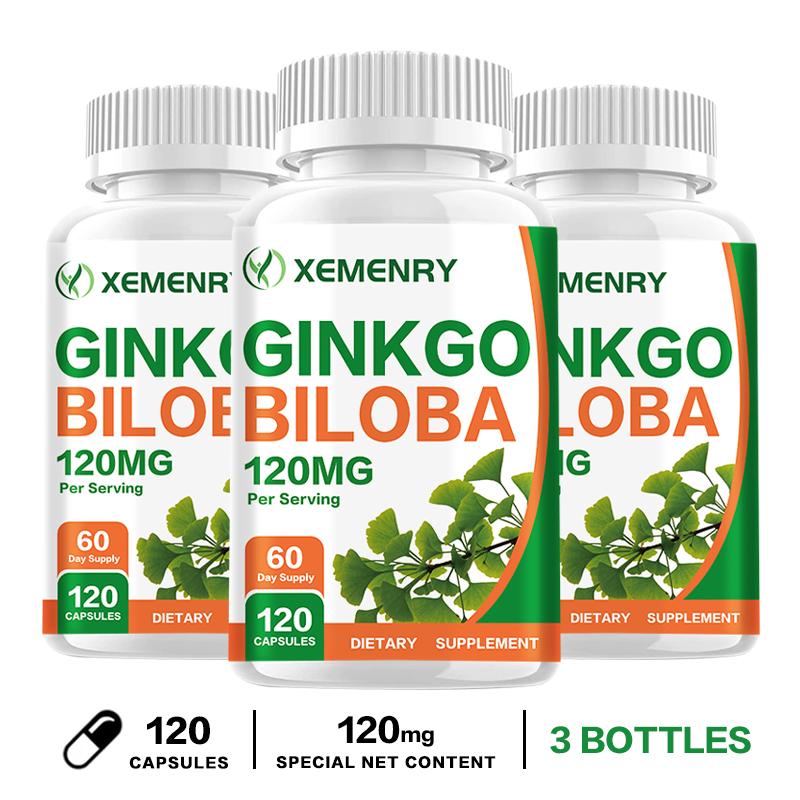 Capsule di estratto di Ginkgo biloba, 120 mg per dose, alta concentrazione di essenza di ginkgo, adatte sia per uomini che per donne.