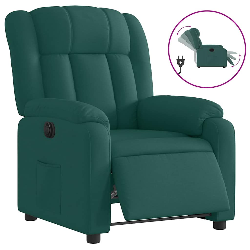 Vidaxl Electric Recliner, Dark Green, Fabric Upholstered
