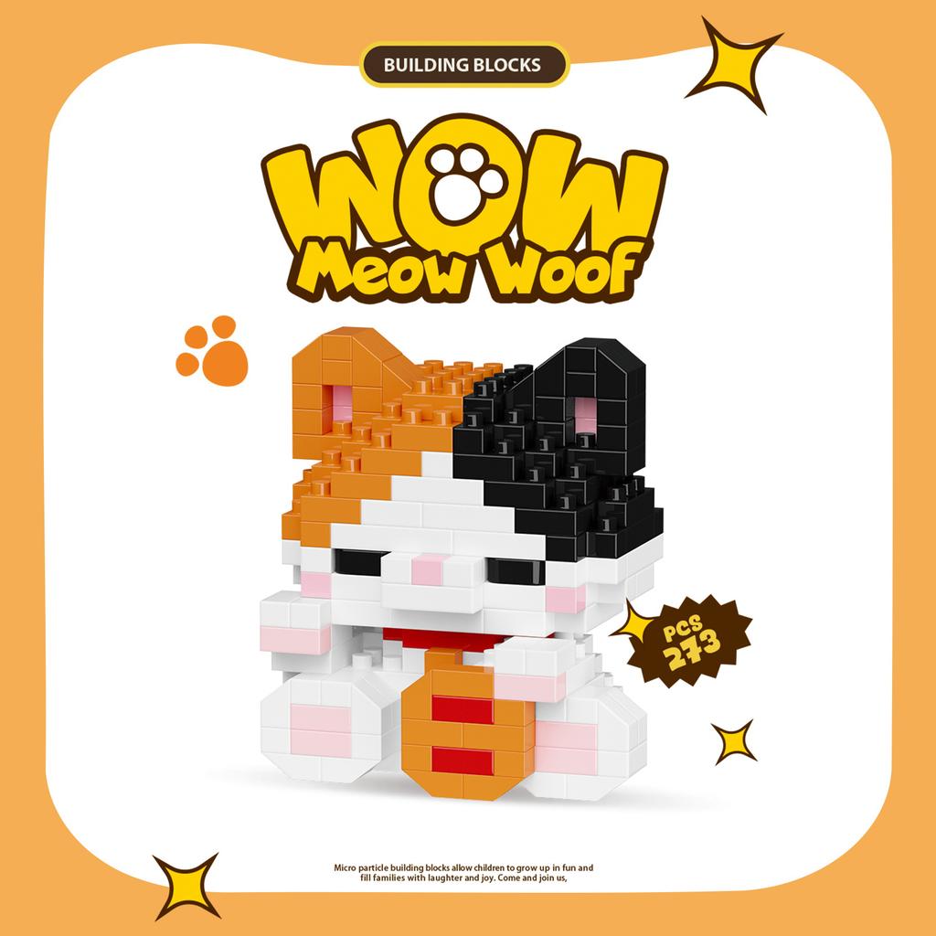 Mini Cartoon Cute Cat Dog Animals Models DIY Building Blocks Toys Micro Blocks Kit Christmas New Year Gifts Lucky Decor