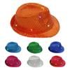 Lights Mardi Gras Sequin Light Up Fedora Hat Themed Party Fedora Hat Supplies Kids Blingbling Show Dance Jazz Hat