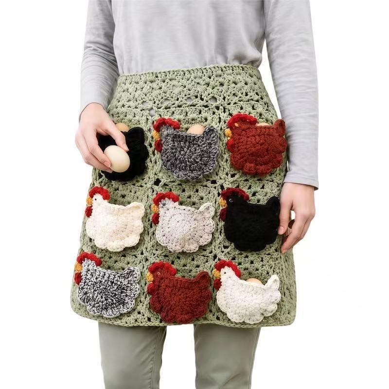 Creative Handmade Crochet Collecting Handmade Hook Weaving Egg Picking Apron 9 pocket style