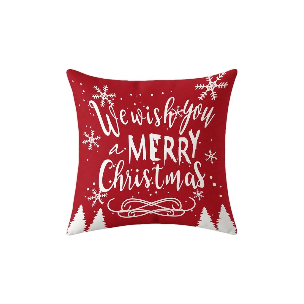 Christmas Covers with Letters and Snowflake Digital Print, Linen Cushion Cases for Sofa and