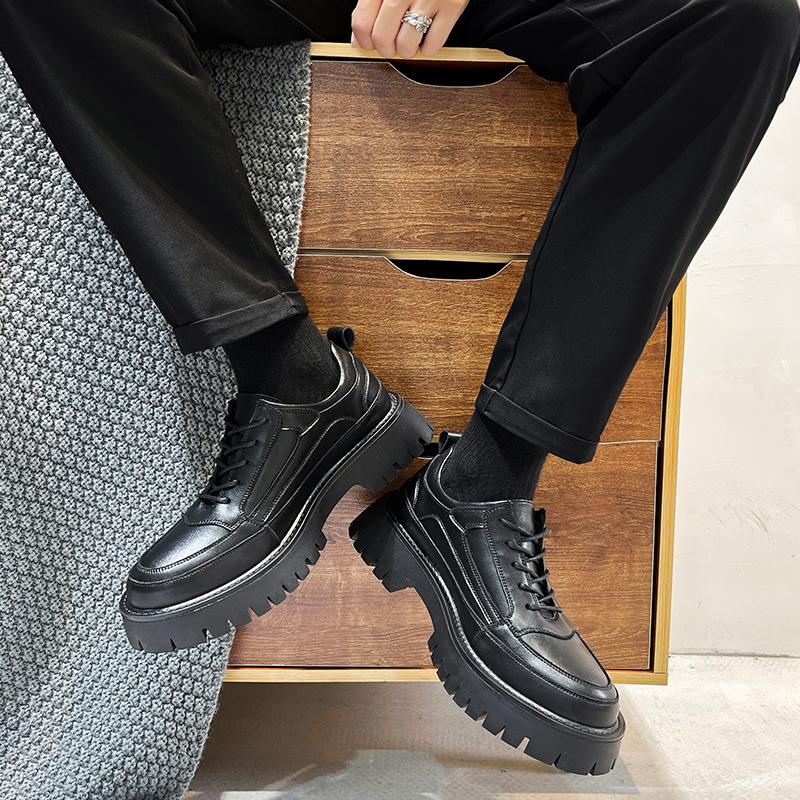 Brock Leather Shoes Men'S Casual Shoes British Trend Soft Sole Heightening Youth Men'S Shoes 7619-T
