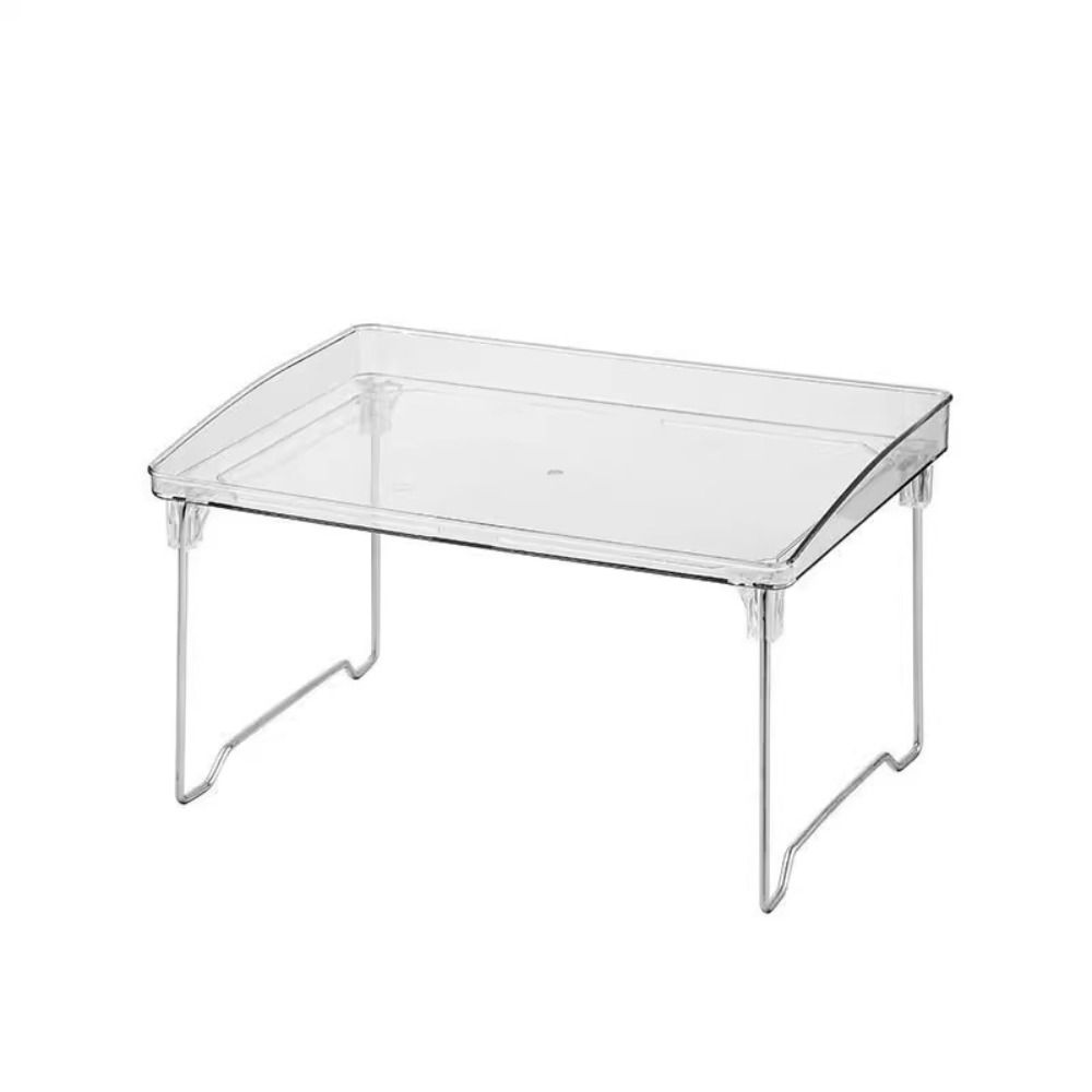Space Saving Stackable Cabinet Organizer Shelf Foldable Transparent Desktop Storage Shelf Acrylic Makeup Organizer Kitchen