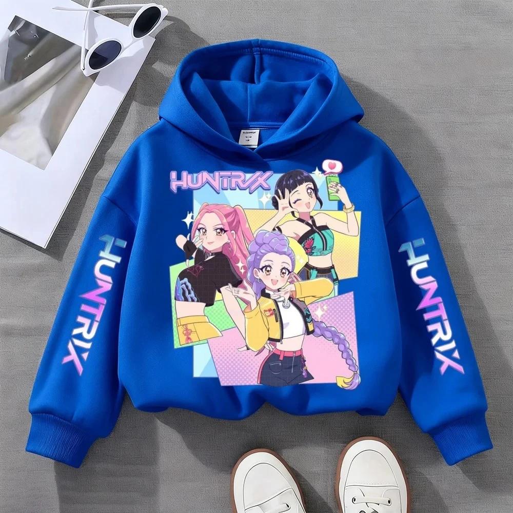 KPop Devil Hunter Cute Print Children Hooded Sweatshirt Boy Girl Autumn Winter Daily Outdoor Vacation Loose Warm Soft Sportswear