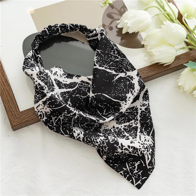 Bohemia Women Bandana Hair Scarf Summer Vintage Printted Chiffon Head Scarf Elastic Hair Bands Headwear Turban Femme