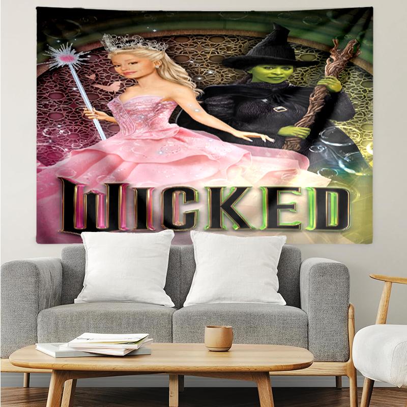 Wicked Print Tapestry, Backdrop, Easy Setup, Ideal for Bedroom, Office & Living Room, with Aesthetic Wall Hanging Decor.