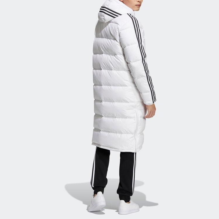 Adidas Originals Trefoil Long Down Coat With Side Stripes And Logo Print Men Outerwear White HI4659