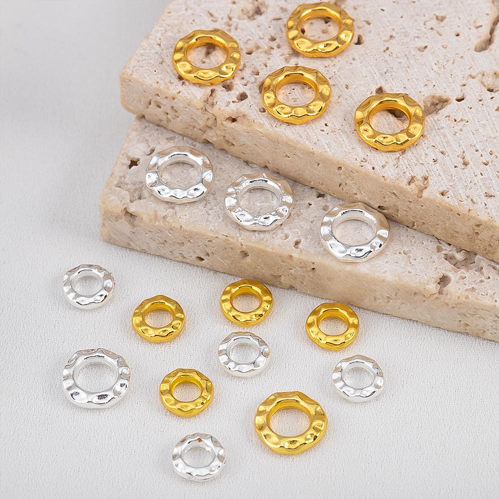 5Pcs 50Pcs 18k Gold Color Plated Big Hole Embossed Round Spacer Beads Cap for Jewelry Making Bracelet Necklace DIY Accessories