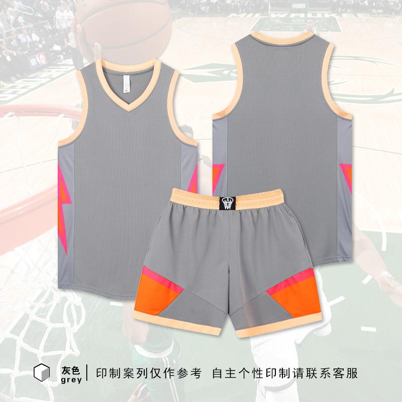 American basketball jersey set Boys summer game jersey Printing quick-drying breathable training jersey M(156-160CM)
