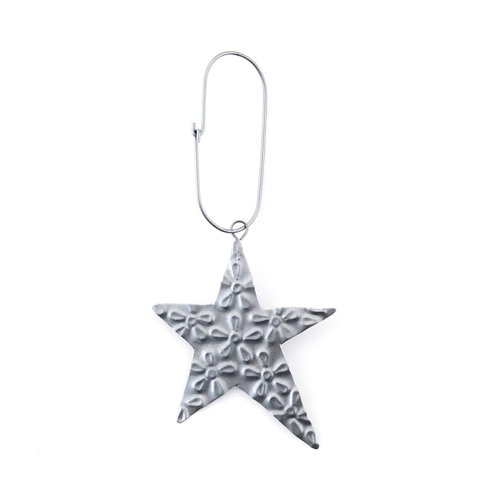 shesay Embossed Tin Ornament Key Charm Display Motif Nordic Korean Star (Gold)