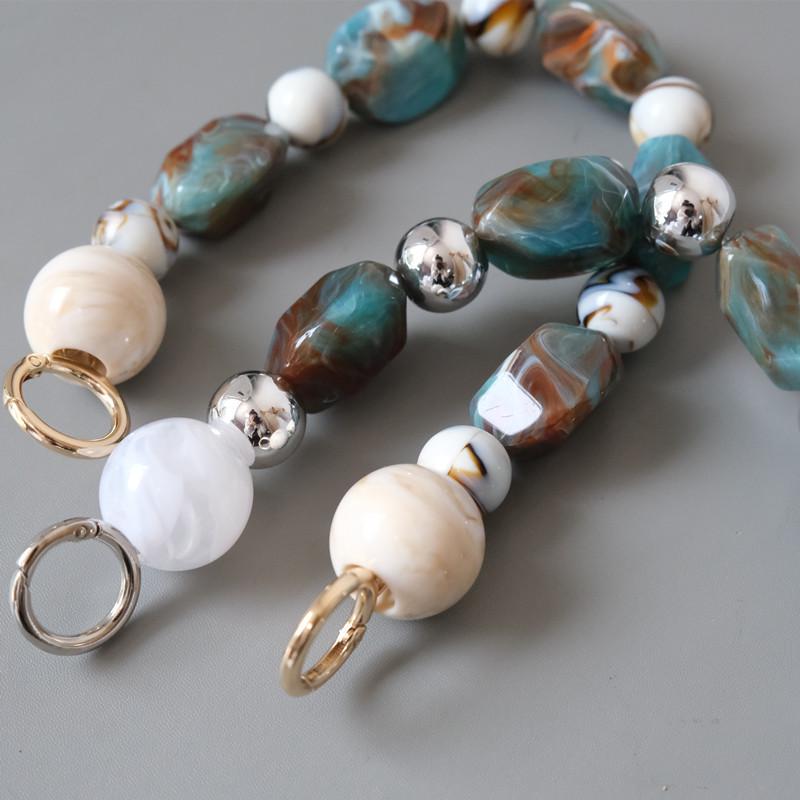 Neue Mode Frau Handtasche Zubehör Teile Weiß Beige Perlen Acryl Harz Kette Luxus Strap Frauen Schulter Luxus Kupplung Kette