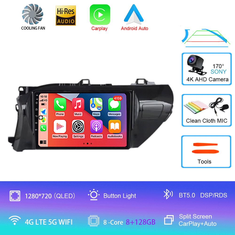 For Toyota Hilux 2016 2017 2018 Car Radio Android 14 Carplay Auto 2K Screen Multimedia Player 2din Autoradio Stereo Head Unit