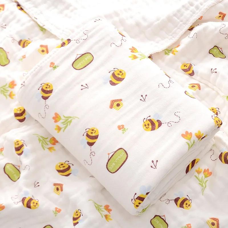 Cotton Four-Layer Gauze Bath Towel - Absorbent Kids Bathrobe Blanket Newborn Swaddle Wrap & Baby Bathing Blanket for Infants