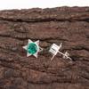 Green Emerald Gemstone Earrings Jewelry, Handmade Beautiful Star Stud Silver Earrings, 925 Sterling Silver Jewelry For Wedding Gift