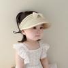 Korean Bow Straw Hat Empty Top Visor Cap Fashion Baby Straw Caps  Kids