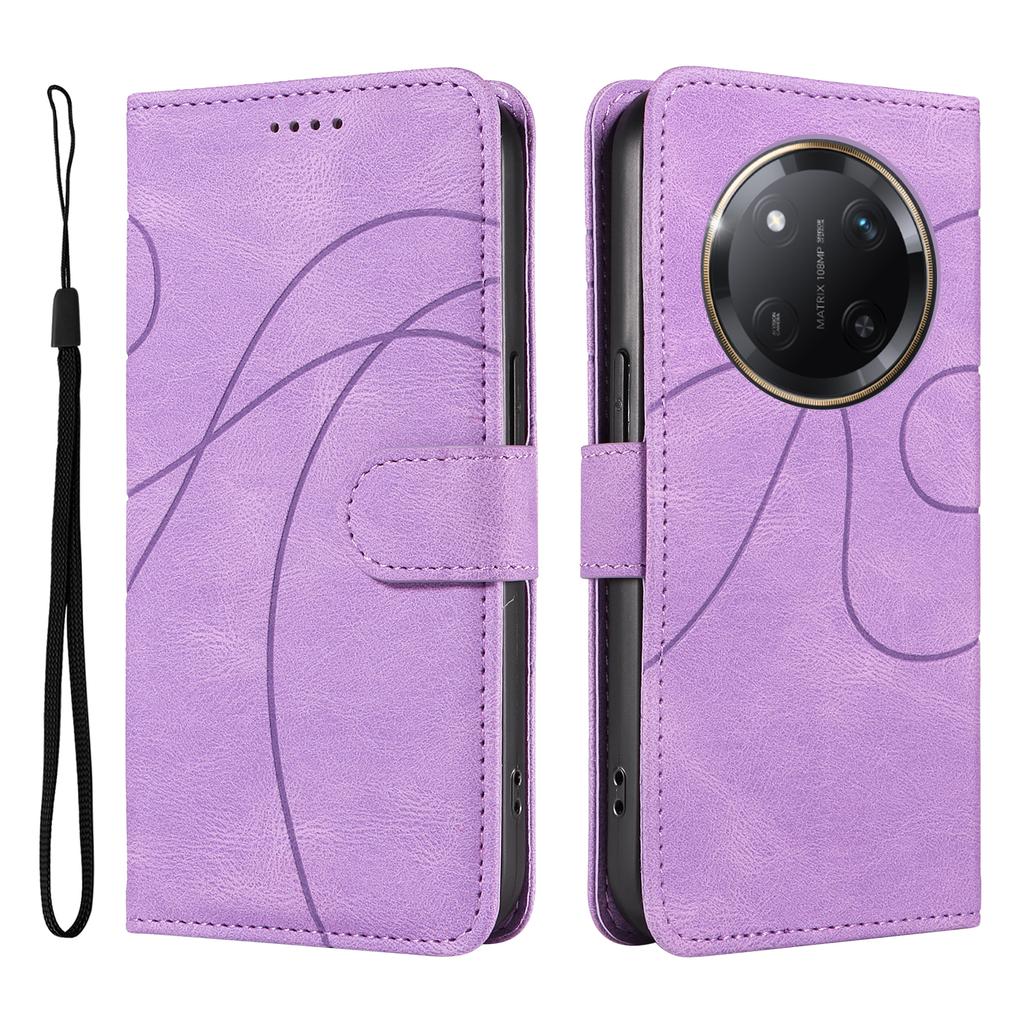 For Honor X60 Pro 5G/Honor X9c 5G Wallet Case Leather Phone Cover Stand with Curved Line Design