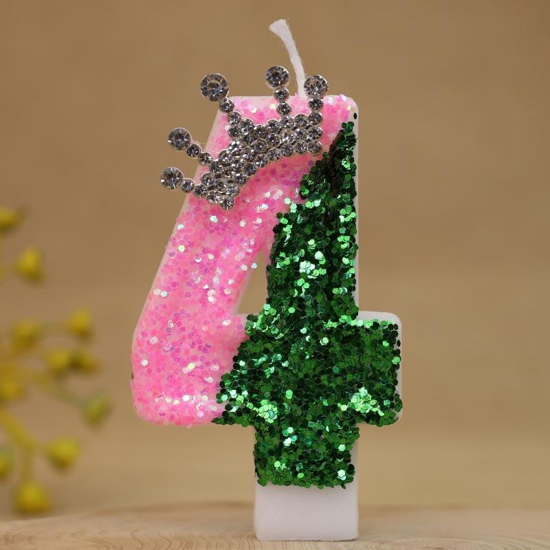 Color Block Number Birthday Candle Cake Decoration First Year Celebration Crown Birthday Candle