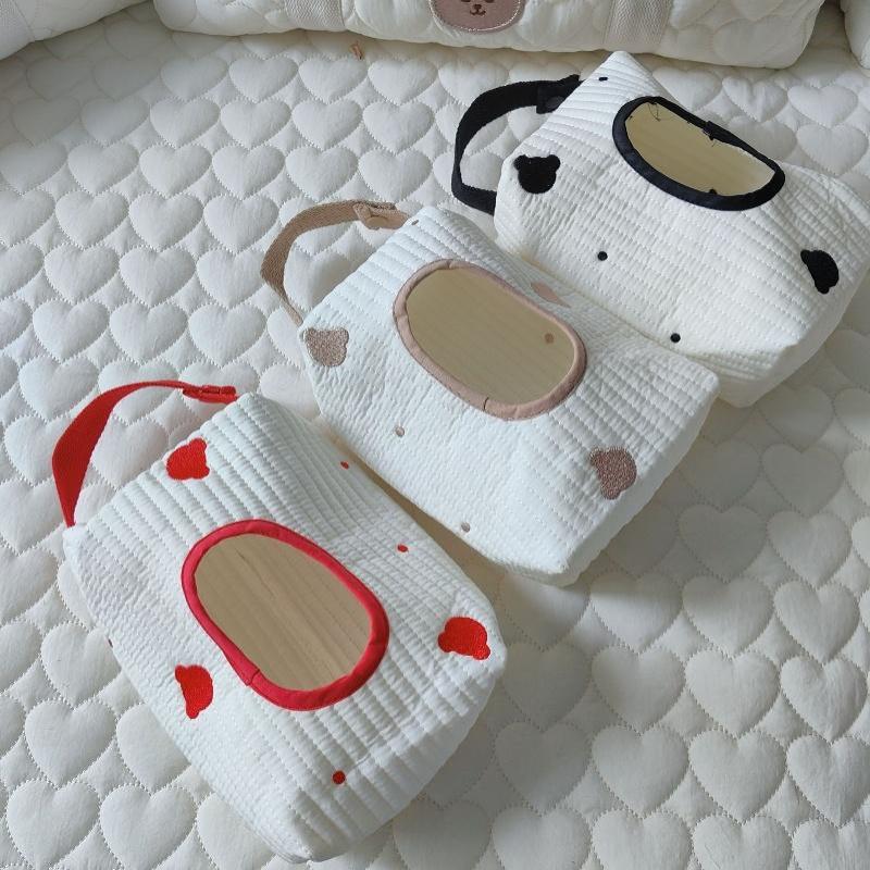 Portable Ins Simple Fabric Tissue Box Hanging Wet Wipes Case Storage Pouch Fit for Car Home Kitchen Use