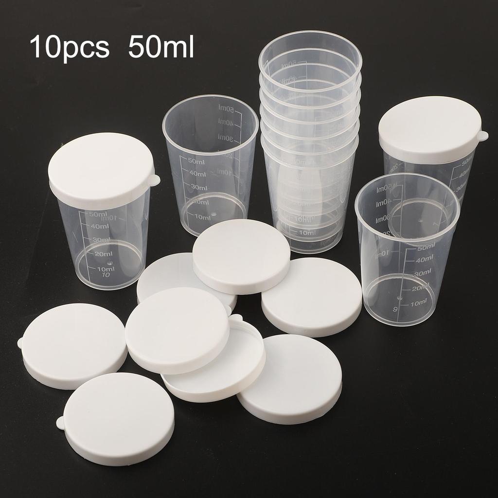 Measuring Cups With White Lids Cap 10pcs Container