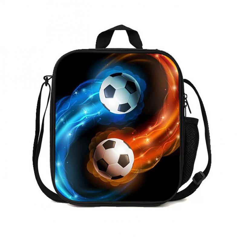 Kids Lunch Bag With Football Basketball Print - Lightweight School Backpack Elementary Students Nylon Insulated Lunchbox Tote