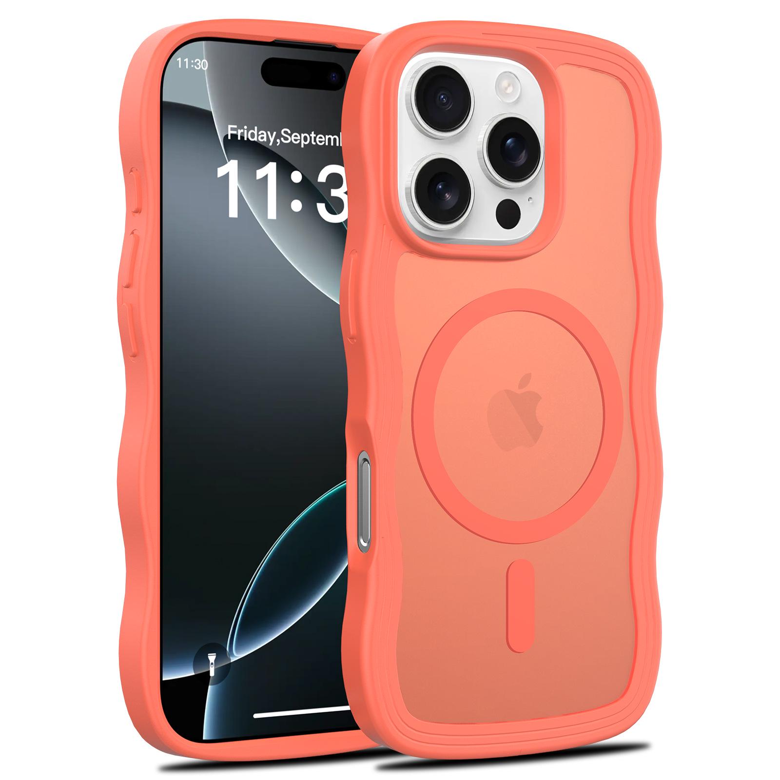 

Cross-border Magnetic Frosted iPhone 16e Case - Drop-Proof with Skin-Feel Finish for 17 Pro Max iPhone 16 Plus оранжевый