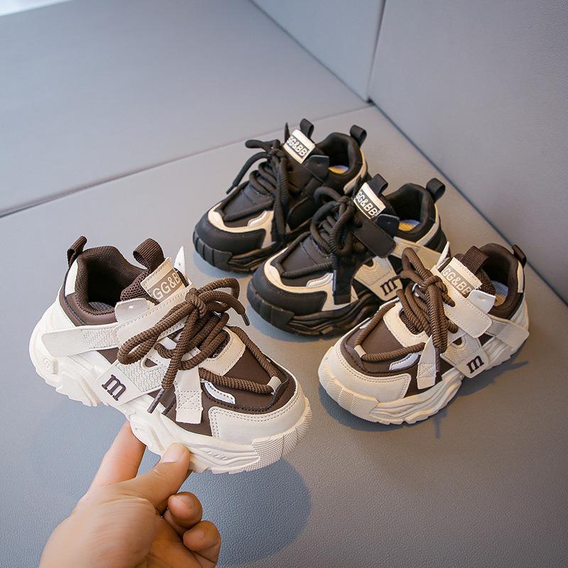 Girls shoes sports shoes leather surface children's dad shoes 2025 spring and autumn new soft-soled breathable casual shoes medium and old children