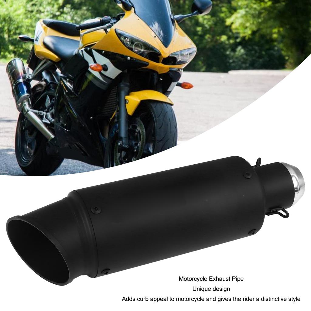 Motorcycle Exhaust Pipe 51mm Diameter Universal Slant Angle Noise Reduction Motorbike Exhaust Pipe Black
