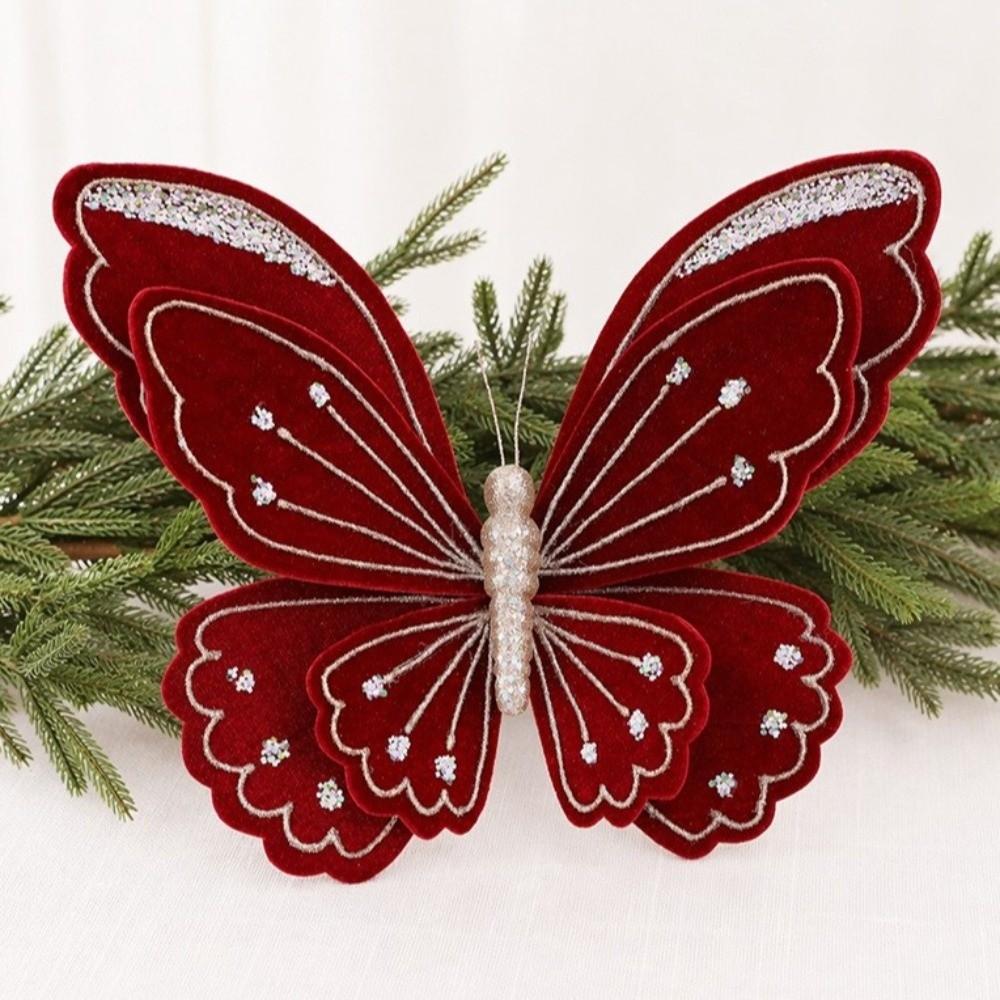 Glitter Coated Artificial Glitter Butterfly Large Size Simulated Butterfly Tree Decor Party Decor