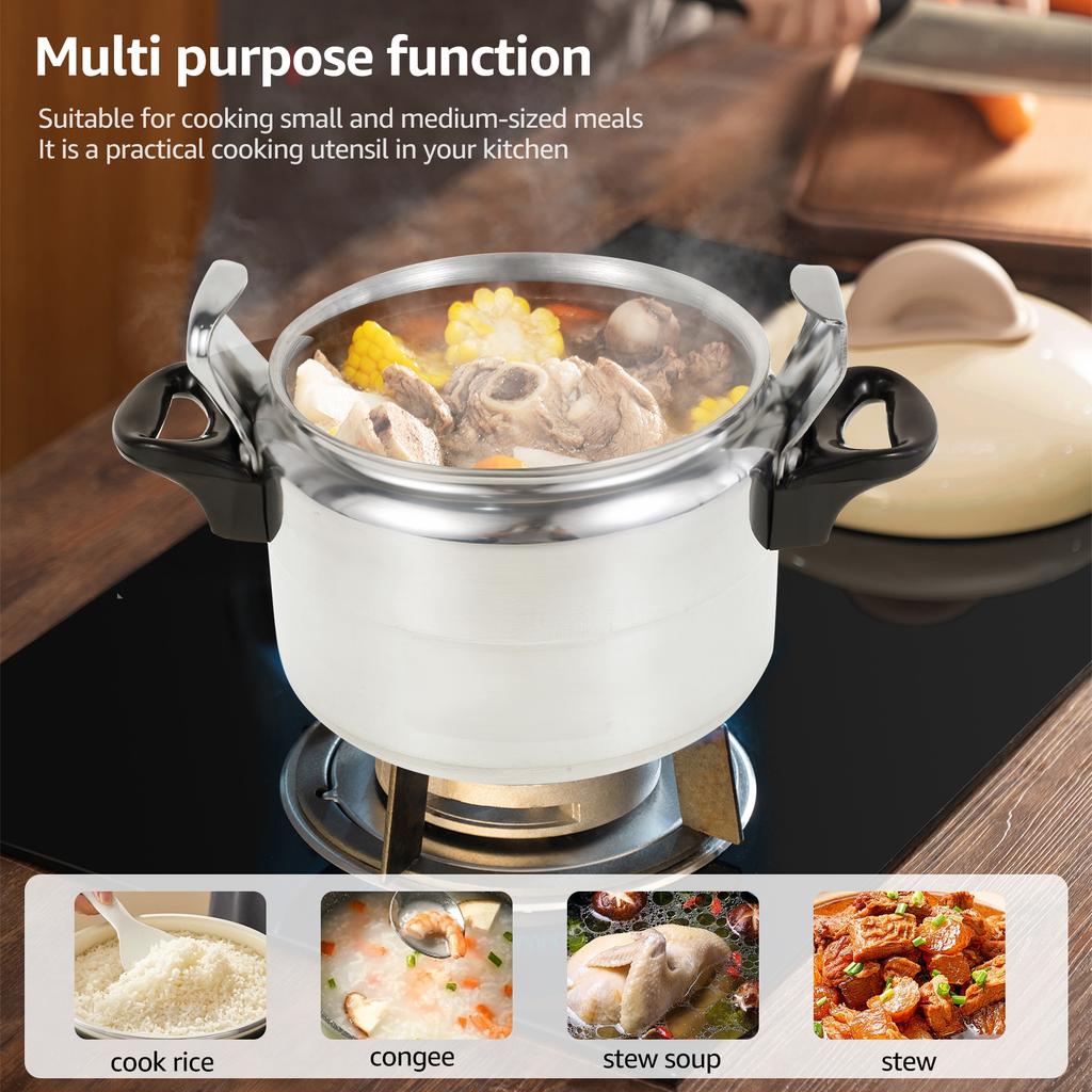 3-liter Pressure Cooker Aluminum Alloy Material with Safety Valve Anti Scald Handle for Safe Cooking Kitchen Cookware Accessory