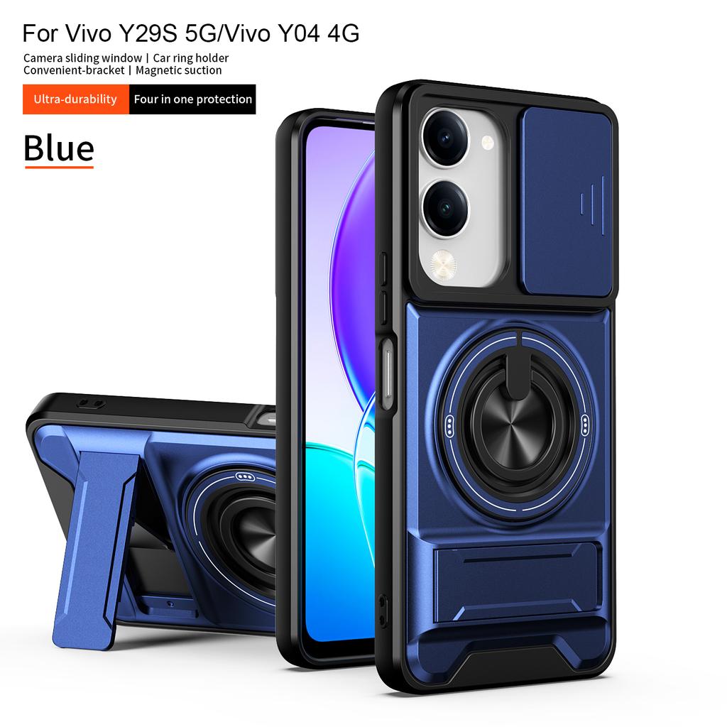 For Vivo Y29s Y04 Y19e Y19 Case Vivo T4 Lite Cover Vivo Y05 Y11d Phone Case Magnetic Holder Military Armor Camera Protection