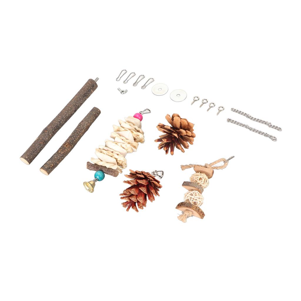 Parrot Chew Toys Multipuropse Logs Pine Cones Cuttlefish Bones Corn Leaves Bird Chewing Tearing Toy