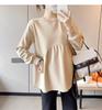 Korean Style Khaki Babydoll Maternity Sweatsuit with Micro Flared Pants for Spring/Autumn
