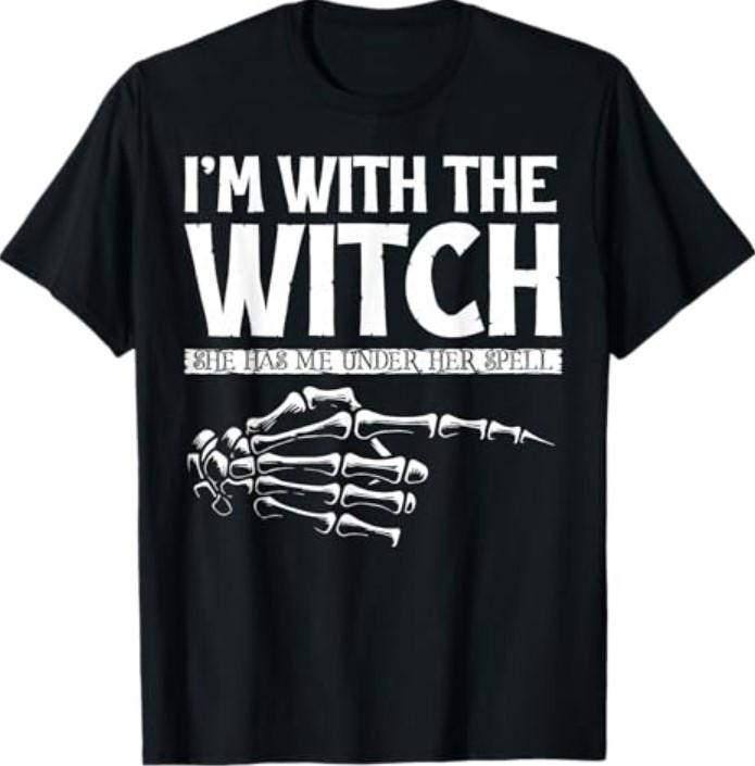 I m with The Witch Funny Halloween Couple Costume Party Wear T-Shirt Unisex T-Shirt L