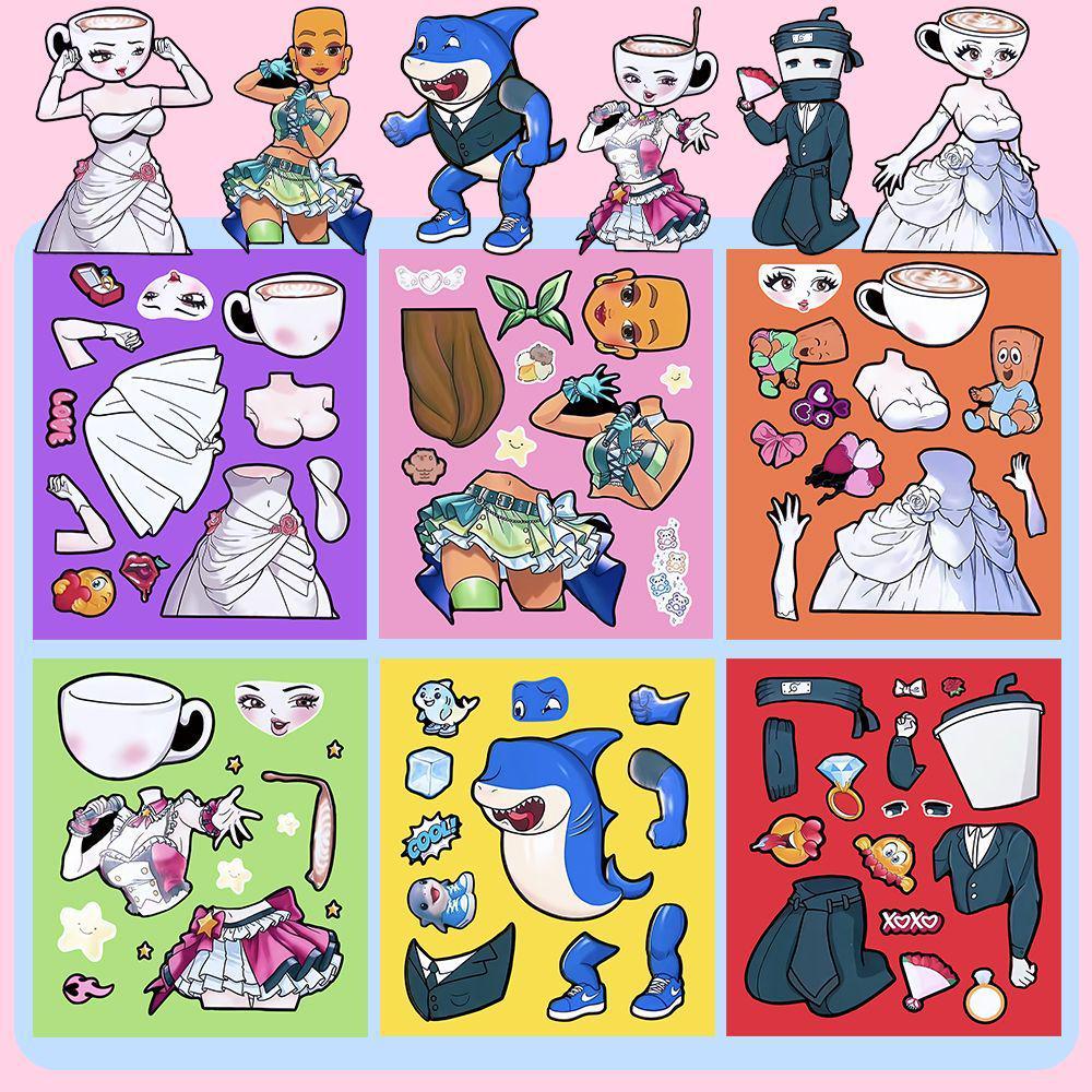 

Новый! Наклейки-одевалки «Шань Хай Цзин» - Веселые развивающие игрушки для детей 6 large sheets singer version - 1 set