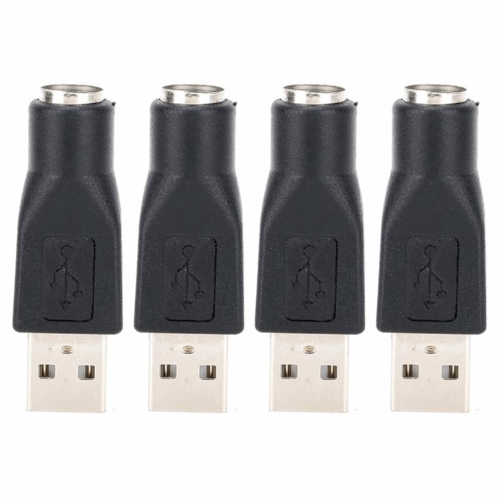 4PCS Black USB to for PS2 Adapter Plug and Play for PS2 Keyboard Adapter PC Accessory 4PCS