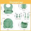 Baby Silicone Feeding Set With Suction Bowl And Learning Utensils For Toddler Nutrition