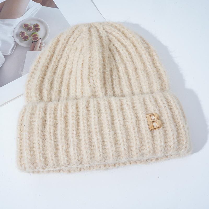 New Hat for Women's Warm Winter Knitted Hat Korean Version of Versatile Big Head Circumference Windproof Ear Protection Wool Hat