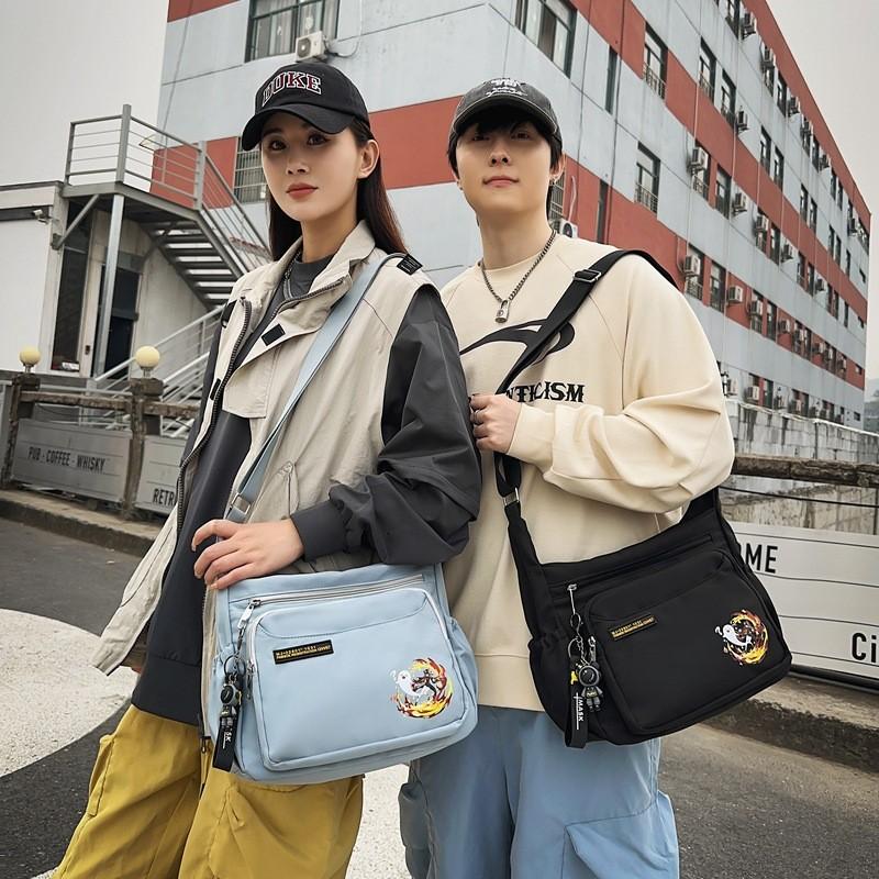 Fashionable Casual Shoulder Bag For Couples In Black White And Blue Colors