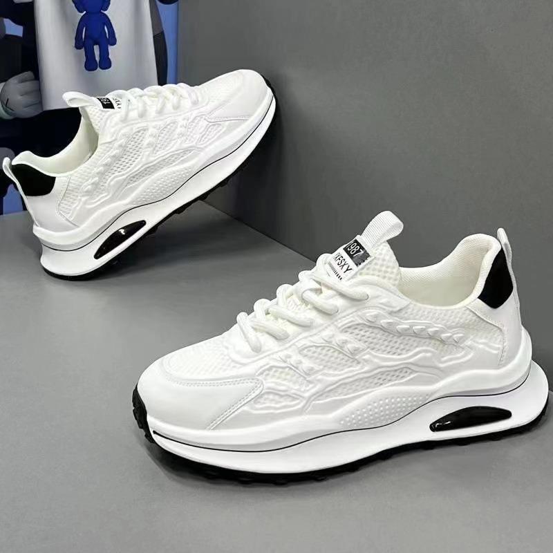 Summer new men's breathable mesh shoes hollow running shoes comfortable soft-soled trendy shoes thin mesh white shoes