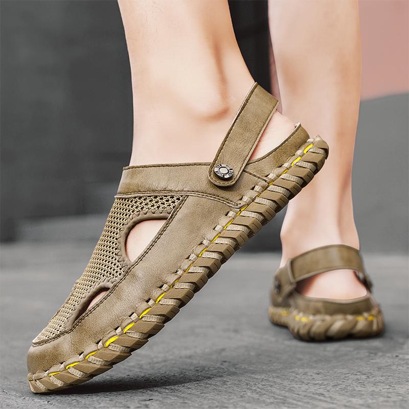 Men Hiking Sandals Outdoor Black Brown Mesh Clogs Wide Palm Slippers Closed Toe Sport Sandals Beach Shoes Large Size