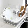 New Kitchen Foldable Dish Rack Storage Water Leakage Tableware Bowl Dinnerware Drain Bowl Tray Home Drying Rack Washable Plastic